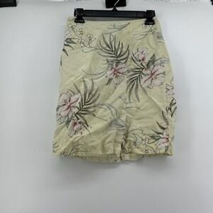 Tommy Bahama Silk‎ Linen Floral Skirt Womens Size 6 Beige Botanical